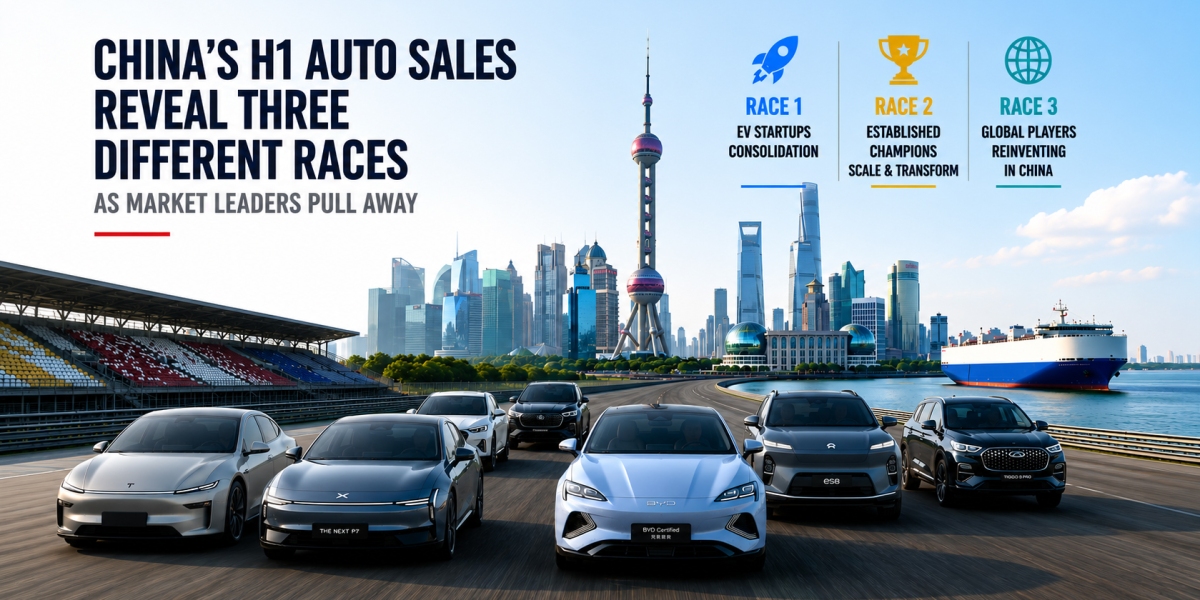 China's H1 Auto Sales Reveal Three Different Races as Market Leaders Pull Away